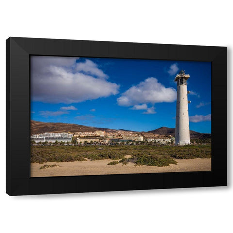 Canary Islands-Fuerteventura Island-Morro Jable-Faro de Morro Jable lighthouse Black Modern Wood Framed Art Print with Double Matting by Bibikow, Walter