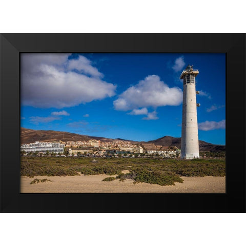 Canary Islands-Fuerteventura Island-Morro Jable-Faro de Morro Jable lighthouse Black Modern Wood Framed Art Print by Bibikow, Walter