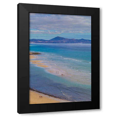 Canary Islands-Fuerteventura Island-Costa Calma-high angle view of Playa de Sotavento beach Black Modern Wood Framed Art Print with Double Matting by Bibikow, Walter