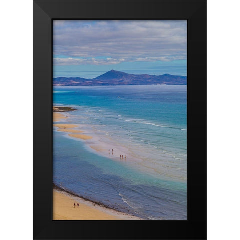 Canary Islands-Fuerteventura Island-Costa Calma-high angle view of Playa de Sotavento beach Black Modern Wood Framed Art Print by Bibikow, Walter