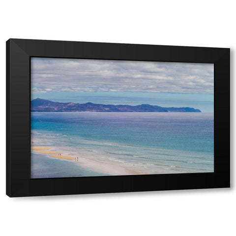 Canary Islands-Fuerteventura Island-Costa Calma-high angle view of Playa de Sotavento beach Black Modern Wood Framed Art Print by Bibikow, Walter