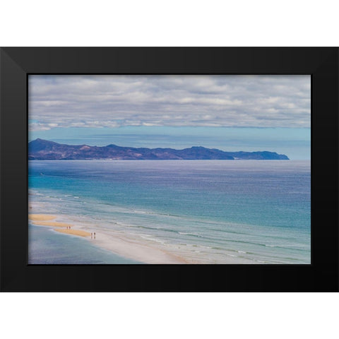 Canary Islands-Fuerteventura Island-Costa Calma-high angle view of Playa de Sotavento beach Black Modern Wood Framed Art Print by Bibikow, Walter