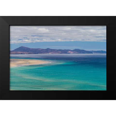 Canary Islands-Fuerteventura Island-Costa Calma-high angle view of Playa de Sotavento beach Black Modern Wood Framed Art Print by Bibikow, Walter