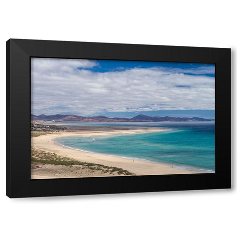 Canary Islands-Fuerteventura Island-Costa Calma-high angle view of Playa de Sotavento beach Black Modern Wood Framed Art Print by Bibikow, Walter
