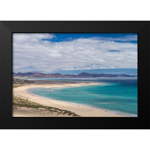 Canary Islands-Fuerteventura Island-Costa Calma-high angle view of Playa de Sotavento beach Black Modern Wood Framed Art Print by Bibikow, Walter