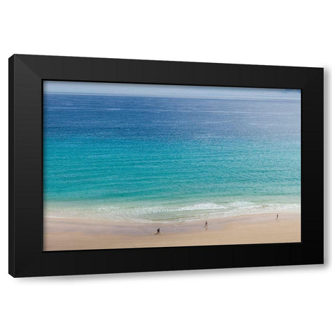 Canary Islands-Fuerteventura Island-Costa Calma-high angle view of Playa de Sotavento beach Black Modern Wood Framed Art Print by Bibikow, Walter
