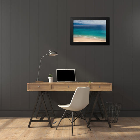 Canary Islands-Fuerteventura Island-Costa Calma-high angle view of Playa de Sotavento beach Black Modern Wood Framed Art Print by Bibikow, Walter
