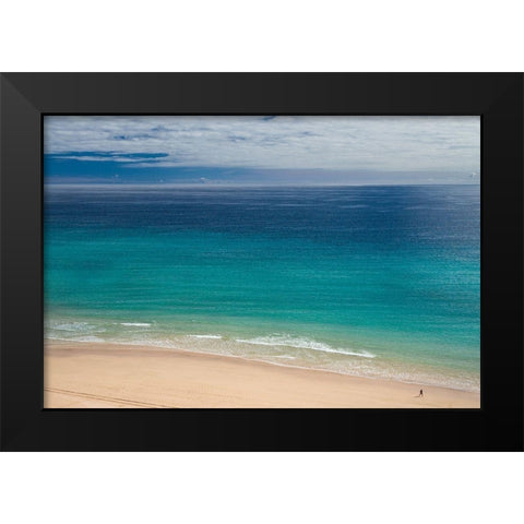 Canary Islands-Fuerteventura Island-Costa Calma-high angle view of Playa de Sotavento beach Black Modern Wood Framed Art Print by Bibikow, Walter