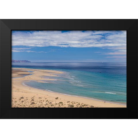 Canary Islands-Fuerteventura Island-Costa Calma-high angle view of Playa de Sotavento beach Black Modern Wood Framed Art Print by Bibikow, Walter
