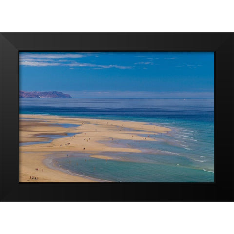 Canary Islands-Fuerteventura Island-Costa Calma-high angle view of Playa de Sotavento beach Black Modern Wood Framed Art Print by Bibikow, Walter