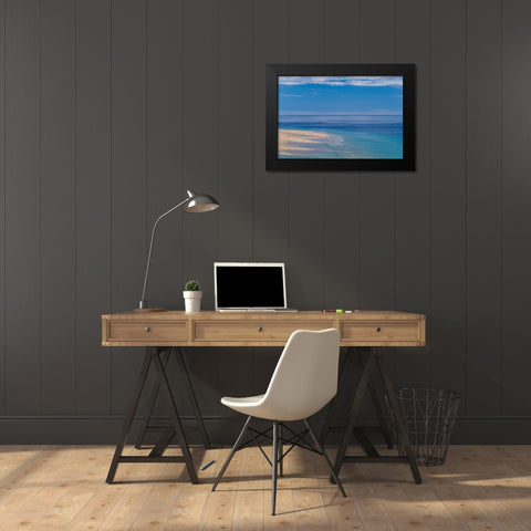 Canary Islands-Fuerteventura Island-Costa Calma-high angle view of Playa de Sotavento beach Black Modern Wood Framed Art Print by Bibikow, Walter
