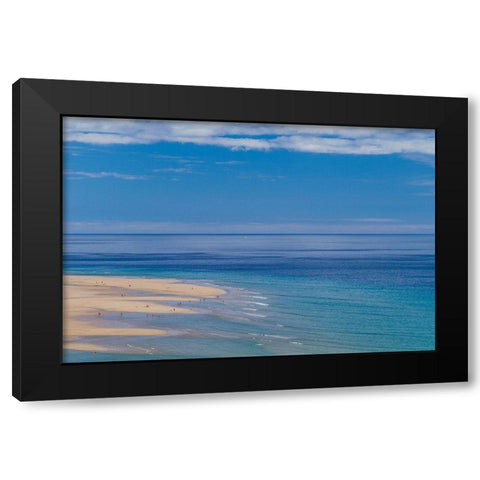 Canary Islands-Fuerteventura Island-Costa Calma-high angle view of Playa de Sotavento beach Black Modern Wood Framed Art Print by Bibikow, Walter