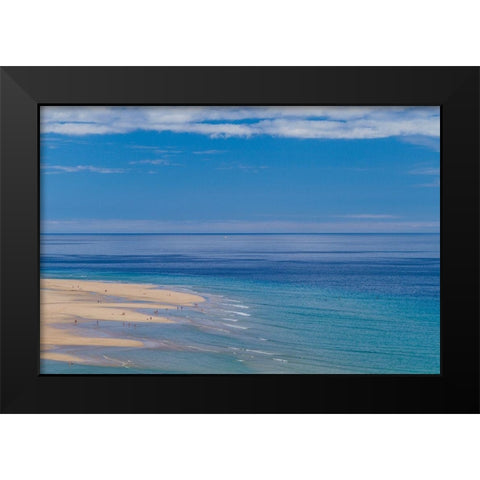 Canary Islands-Fuerteventura Island-Costa Calma-high angle view of Playa de Sotavento beach Black Modern Wood Framed Art Print by Bibikow, Walter
