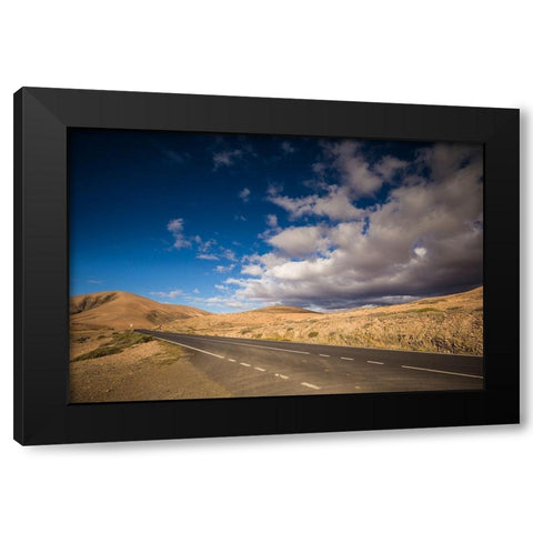 Canary Islands-Fuerteventura Island-Pajara-desert landscape along the FV-605 highway Black Modern Wood Framed Art Print with Double Matting by Bibikow, Walter