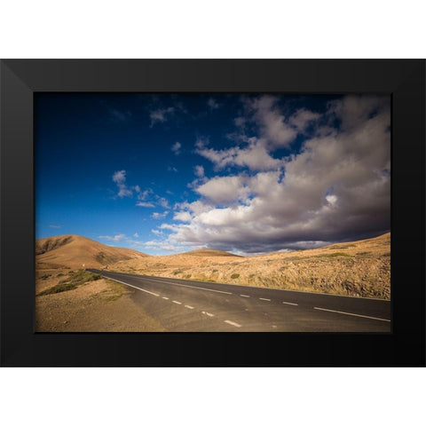 Canary Islands-Fuerteventura Island-Pajara-desert landscape along the FV-605 highway Black Modern Wood Framed Art Print by Bibikow, Walter