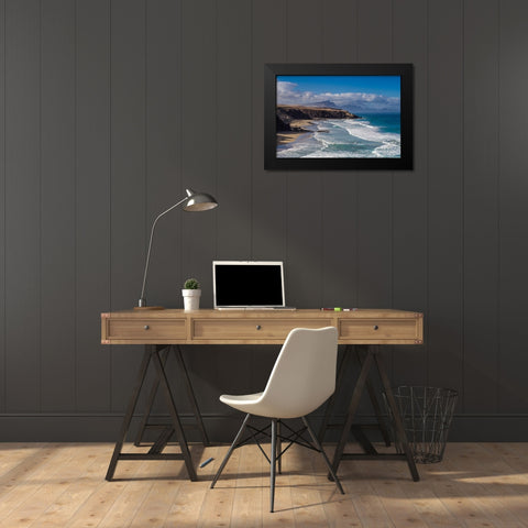 Canary Islands-Fuerteventura Island-La Pared-Playa de la Pared-prime west coast surfing beach Black Modern Wood Framed Art Print by Bibikow, Walter
