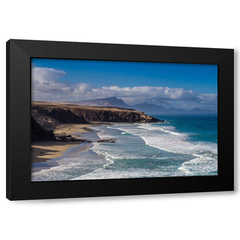 Canary Islands-Fuerteventura Island-La Pared-Playa de la Pared-prime west coast surfing beach Black Modern Wood Framed Art Print by Bibikow, Walter