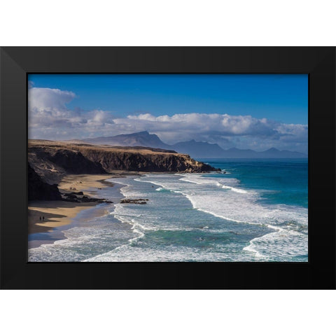 Canary Islands-Fuerteventura Island-La Pared-Playa de la Pared-prime west coast surfing beach Black Modern Wood Framed Art Print by Bibikow, Walter