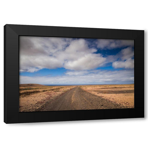 Canary Islands-Fuerteventura Island-Punto de Paso Chico-west coast desert landscape with road Black Modern Wood Framed Art Print with Double Matting by Bibikow, Walter