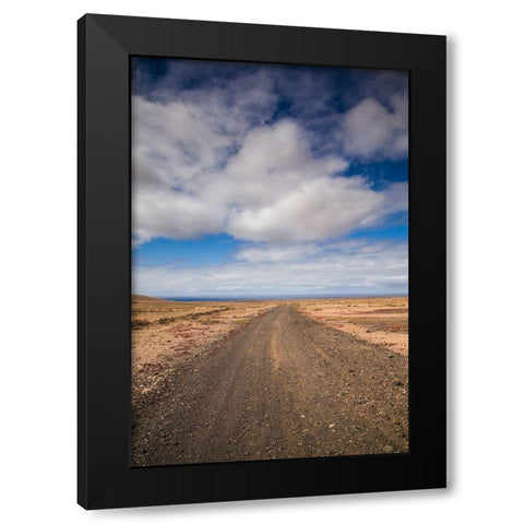 Canary Islands-Fuerteventura Island-Punto de Paso Chico-west coast desert landscape with road Black Modern Wood Framed Art Print with Double Matting by Bibikow, Walter