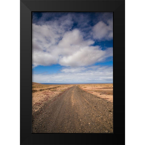 Canary Islands-Fuerteventura Island-Punto de Paso Chico-west coast desert landscape with road Black Modern Wood Framed Art Print by Bibikow, Walter