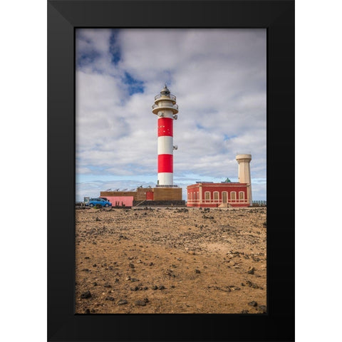 Canary Islands-Fuerteventura Island-El Cotillo-Faro de Toston lighthouse Black Modern Wood Framed Art Print by Bibikow, Walter