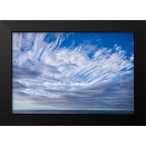 Canary Islands-La Palma Island-Puerto Naos-dramatic sky and view towards El Hierro Island Black Modern Wood Framed Art Print by Bibikow, Walter