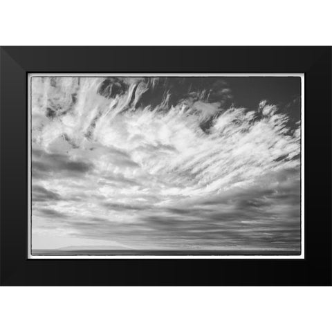 Canary Islands-La Palma Island-Puerto Naos-dramatic sky and view towards El Hierro Island Black Modern Wood Framed Art Print by Bibikow, Walter