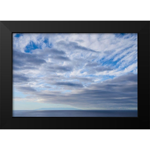 Canary Islands-La Palma Island-Puerto Naos-dramatic sky and view towards El Hierro Island Black Modern Wood Framed Art Print by Bibikow, Walter