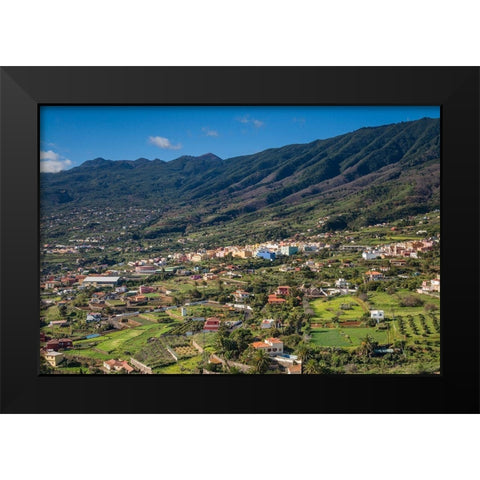 Canary Islands-La Palma Island-Santa Cruz de la Palma-elevated view Brena Alta neighborhood Black Modern Wood Framed Art Print by Bibikow, Walter