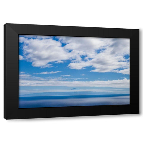 Canary Islands-La Palma Island-Villa de Mazo-view towards El Teide Mountain on Tenerife Island Black Modern Wood Framed Art Print by Bibikow, Walter