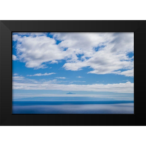 Canary Islands-La Palma Island-Villa de Mazo-view towards El Teide Mountain on Tenerife Island Black Modern Wood Framed Art Print by Bibikow, Walter