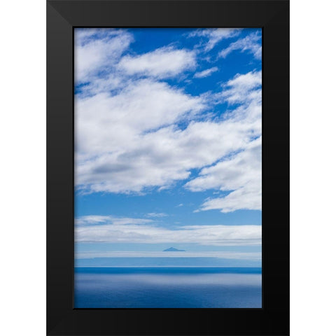 Canary Islands-La Palma Island-Villa de Mazo-view towards El Teide Mountain on Tenerife Island Black Modern Wood Framed Art Print by Bibikow, Walter