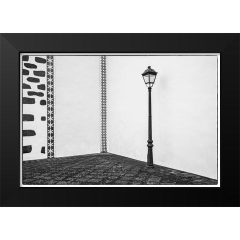 Canary Islands-La Palma Island-Puntallana-Parroquia San Juan Bautista church-wall detail Black Modern Wood Framed Art Print by Bibikow, Walter