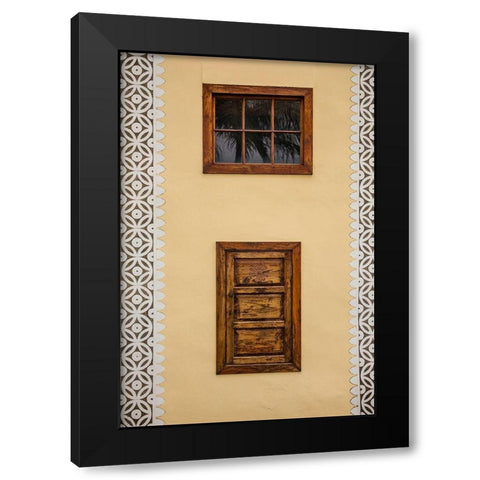 Canary Islands-La Palma Island-Puntallana-Parroquia San Juan Bautista church-wall detail Black Modern Wood Framed Art Print with Double Matting by Bibikow, Walter