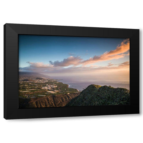 Canary Islands-La Palma Island-La Laguna-elevated city view from Mirador El Time Black Modern Wood Framed Art Print by Bibikow, Walter