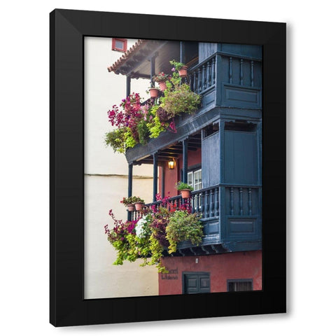 Canary Islands-La Palma Island-Santa Cruz de la Palma-traditional Canarian house balconies Black Modern Wood Framed Art Print with Double Matting by Bibikow, Walter
