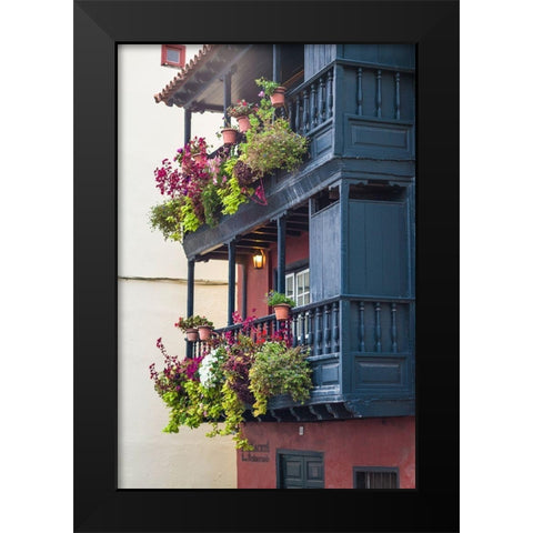 Canary Islands-La Palma Island-Santa Cruz de la Palma-traditional Canarian house balconies Black Modern Wood Framed Art Print by Bibikow, Walter