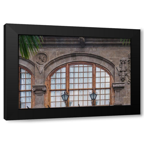 Canary Islands-La Palma Island-Santa Cruz de la Palma-building detail Calle ODaly street Black Modern Wood Framed Art Print with Double Matting by Bibikow, Walter