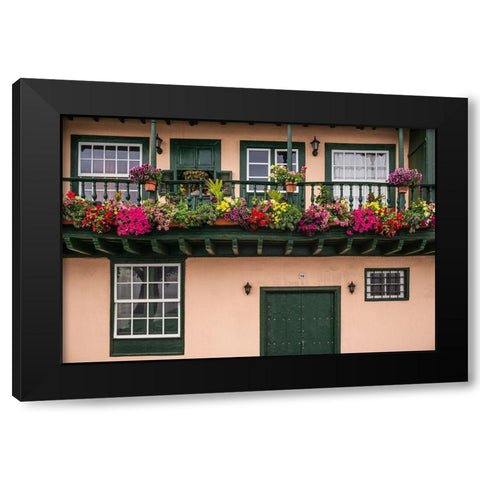 Canary Islands-La Palma Island-Santa Cruz de la Palma-traditional Canarian house balconies Black Modern Wood Framed Art Print by Bibikow, Walter