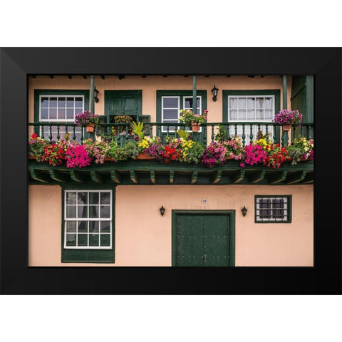 Canary Islands-La Palma Island-Santa Cruz de la Palma-traditional Canarian house balconies Black Modern Wood Framed Art Print by Bibikow, Walter