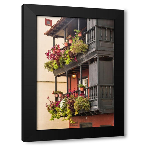 Canary Islands-La Palma Island-Santa Cruz de la Palma-traditional Canarian house balconies Black Modern Wood Framed Art Print with Double Matting by Bibikow, Walter
