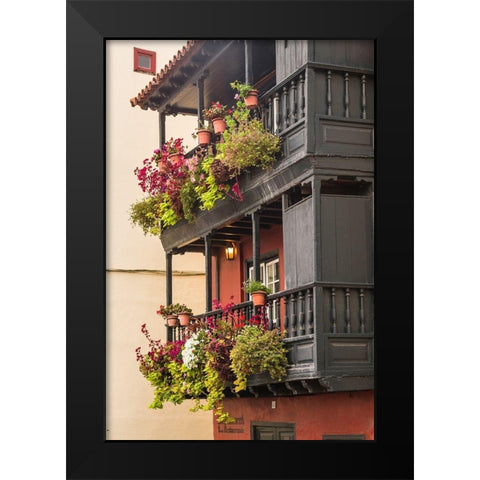 Canary Islands-La Palma Island-Santa Cruz de la Palma-traditional Canarian house balconies Black Modern Wood Framed Art Print by Bibikow, Walter