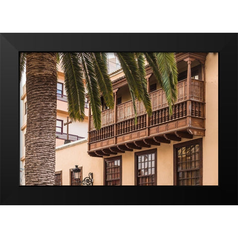 Canary Islands-La Palma Island-Santa Cruz de la Palma-traditional Canarian house balconies Black Modern Wood Framed Art Print by Bibikow, Walter