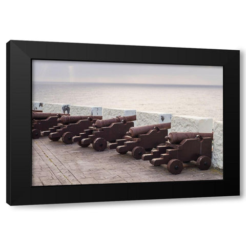 Canary Islands-La Palma Island-Santa Cruz de la Palma-Castillo de la Virgen Fortress Black Modern Wood Framed Art Print by Bibikow, Walter