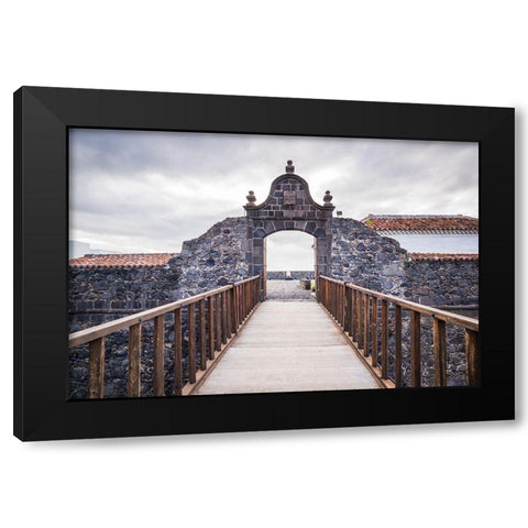 Canary Islands-La Palma Island-Santa Cruz de la Palma-Castillo de Santa Catalina Fortress Black Modern Wood Framed Art Print by Bibikow, Walter
