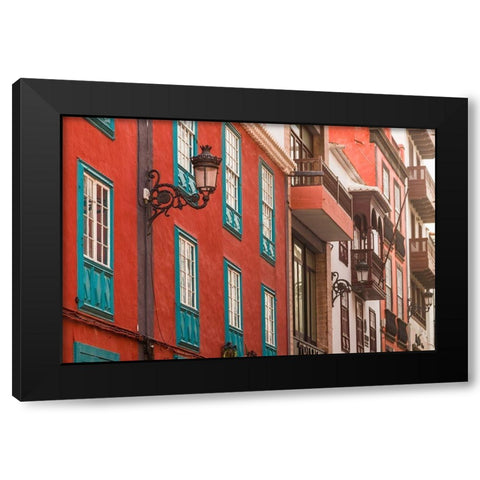 Canary Islands-La Palma Island-Santa Cruz de la Palma-traditional Canarian house balconies Black Modern Wood Framed Art Print by Bibikow, Walter