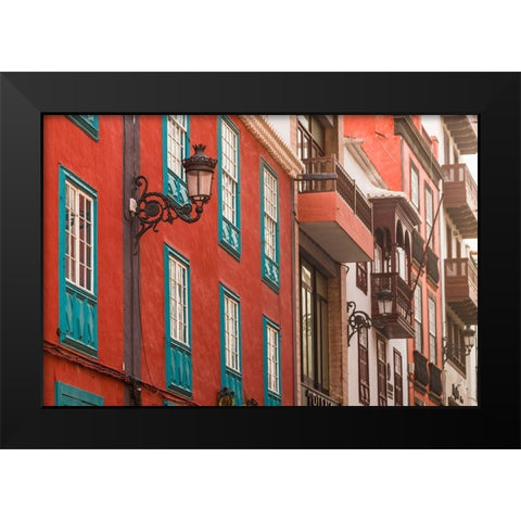 Canary Islands-La Palma Island-Santa Cruz de la Palma-traditional Canarian house balconies Black Modern Wood Framed Art Print by Bibikow, Walter