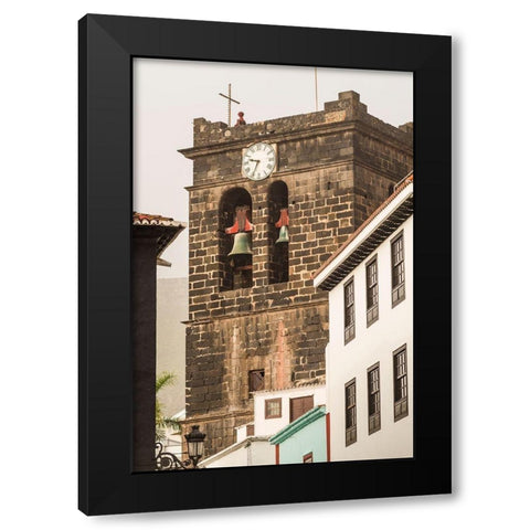 Canary Islands-La Palma Island-Santa Cruz de la Palma-Plaza Espana-Iglesia del Salvador church Black Modern Wood Framed Art Print by Bibikow, Walter