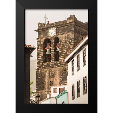 Canary Islands-La Palma Island-Santa Cruz de la Palma-Plaza Espana-Iglesia del Salvador church Black Modern Wood Framed Art Print by Bibikow, Walter